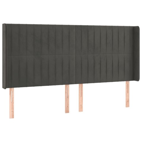 ZAGŁÓWEK DO ŁÓŻKA Z LED CIEMNOSZARY 163X16X118/128CM AKSAMIT
