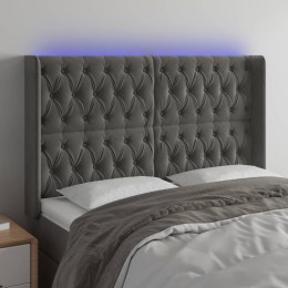 ZAGŁÓWEK DO ŁÓŻKA Z LED CIEMNOSZARY 163X16X118/128CM AKSAMIT