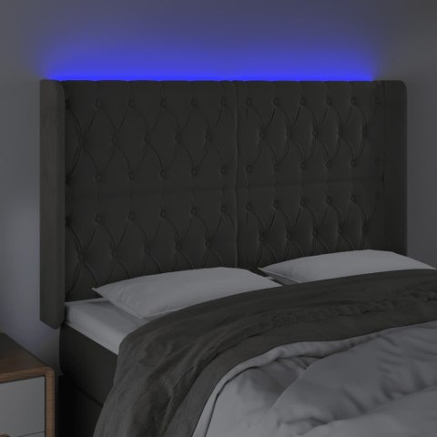 ZAGŁÓWEK DO ŁÓŻKA Z LED CIEMNOSZARY 163X16X118/128CM AKSAMIT