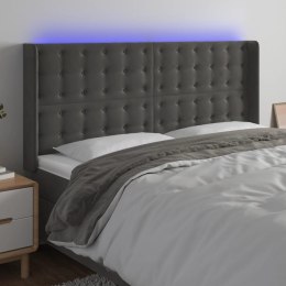 ZAGŁÓWEK DO ŁÓŻKA Z LED CIEMNOSZARY 163X16X118/128CM AKSAMIT