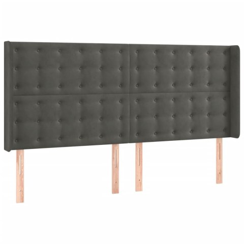 ZAGŁÓWEK DO ŁÓŻKA Z LED CIEMNOSZARY 163X16X118/128CM AKSAMIT