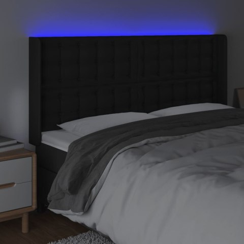 ZAGŁÓWEK DO ŁÓŻKA Z LED CZARNY 203X16X118/128CM SZTUCZNA SKÓRA