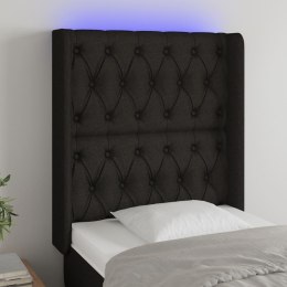 ZAGŁÓWEK DO ŁÓŻKA Z LED CZARNY 83X16X118/128CM TKANINA