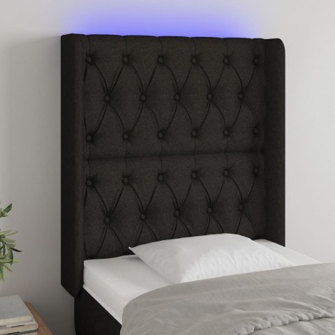 ZAGŁÓWEK DO ŁÓŻKA Z LED CZARNY 83X16X118/128CM TKANINA