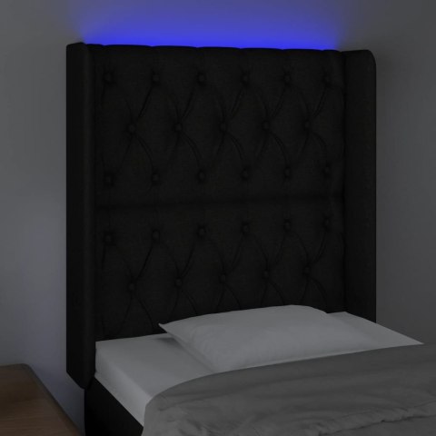 ZAGŁÓWEK DO ŁÓŻKA Z LED CZARNY 83X16X118/128CM TKANINA