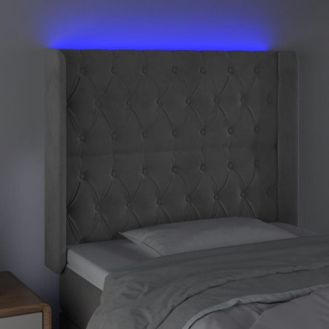 ZAGŁÓWEK DO ŁÓŻKA Z LED JASNOSZARY 103X16X118/128CM AKSAMIT