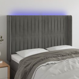 ZAGŁÓWEK DO ŁÓŻKA Z LED JASNOSZARY 147X16X118/128CM AKSAMIT