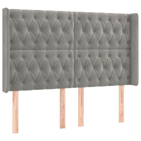 ZAGŁÓWEK DO ŁÓŻKA Z LED JASNOSZARY 147X16X118/128CM AKSAMIT