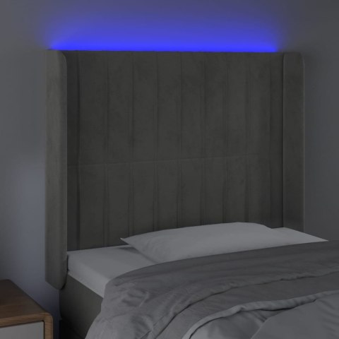 ZAGŁÓWEK DO ŁÓŻKA Z LED JASNOSZARY 93X16X118/128CM AKSAMIT