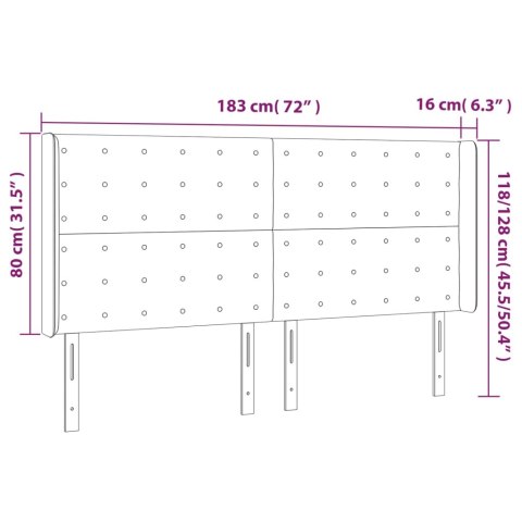 ZAGŁÓWEK DO ŁÓŻKA Z LED TAUPE 183X16X118/128CM TKANINA