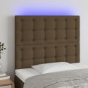 VidaXL Zagłówek do łóżka z LED ciemnobrązowy, 90x5x118/128 cm tkanina