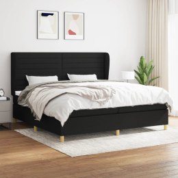 ŁÓŻKO KONTYNENTALNE Z MATERACEM CZARNE TKANINA 200X200CM