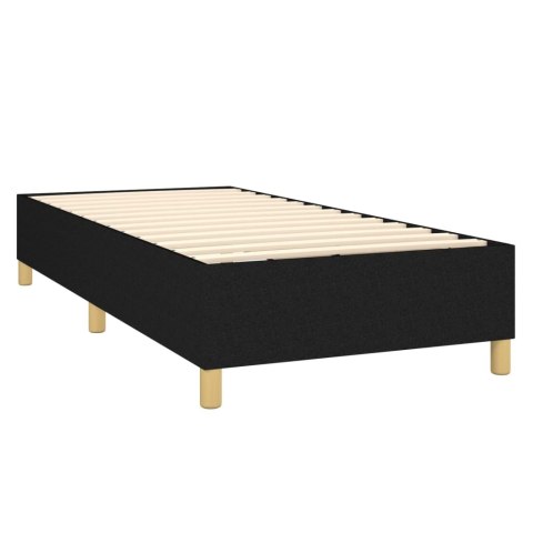 ŁÓŻKO KONTYNENTALNE Z MATERACEM CZARNE TKANINA 80X200CM