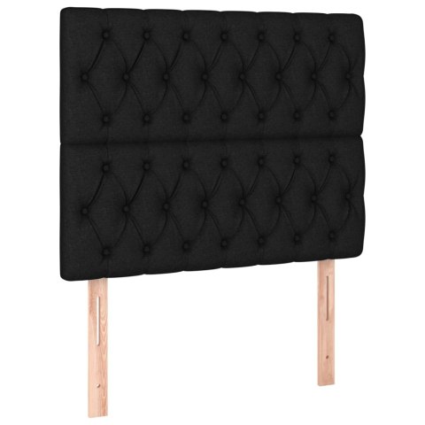 ŁÓŻKO KONTYNENTALNE Z MATERACEM CZARNE TKANINA 90X200CM