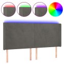 ZAGŁÓWEK DO ŁÓŻKA Z LED CIEMNOSZARY 183X16X118/128CM AKSAMIT