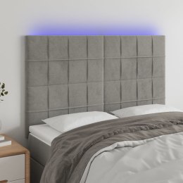 ZAGŁÓWEK DO ŁÓŻKA Z LED JASNOSZARY 144X5X118/128CM AKSAMIT