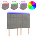 ZAGŁÓWEK DO ŁÓŻKA Z LED JASNOSZARY 144X5X118/128CM AKSAMIT