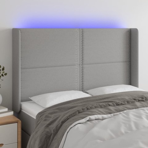 ZAGŁÓWEK DO ŁÓŻKA Z LED JASNOSZARY 147X16X118/128CM TKANINA