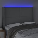 ZAGŁÓWEK DO ŁÓŻKA Z LED JASNOSZARY 147X16X118/128CM TKANINA