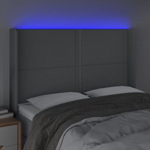 ZAGŁÓWEK DO ŁÓŻKA Z LED JASNOSZARY 147X16X118/128CM TKANINA