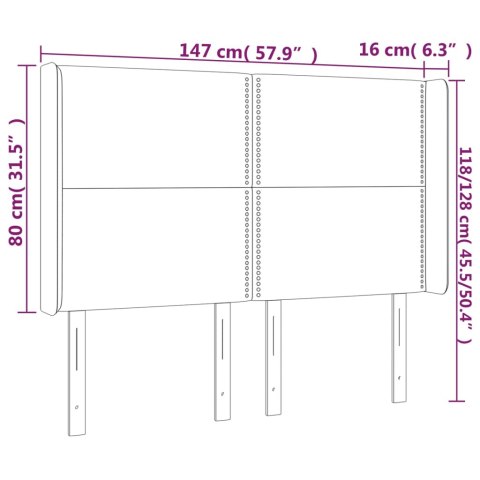 ZAGŁÓWEK DO ŁÓŻKA Z LED JASNOSZARY 147X16X118/128CM TKANINA