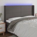 ZAGŁÓWEK DO ŁÓŻKA Z LED SZARY 183X16X118/128CM SZTUCZNA SKÓRA