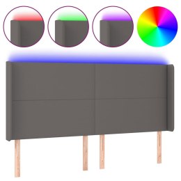 ZAGŁÓWEK DO ŁÓŻKA Z LED SZARY 183X16X118/128CM SZTUCZNA SKÓRA