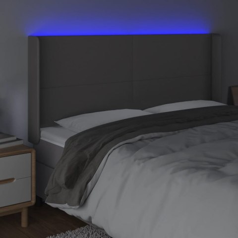 ZAGŁÓWEK DO ŁÓŻKA Z LED SZARY 183X16X118/128CM SZTUCZNA SKÓRA