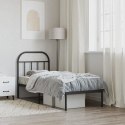 VidaXL Metalowa rama łóżka z wezgłowiem, czarna, 75x190 cm