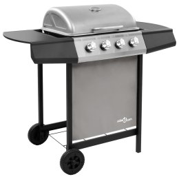GRILL GAZOWY Z 4 PALNIKAMI CZARNO-SREBRNY