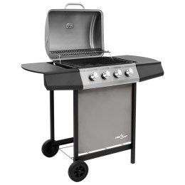 GRILL GAZOWY Z 4 PALNIKAMI CZARNO-SREBRNY