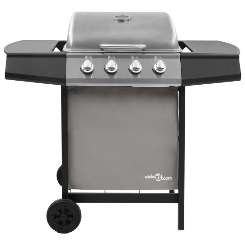 GRILL GAZOWY Z 4 PALNIKAMI CZARNO-SREBRNY