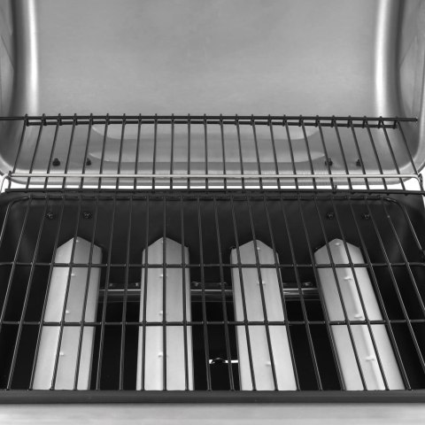 GRILL GAZOWY Z 4 PALNIKAMI CZARNO-SREBRNY