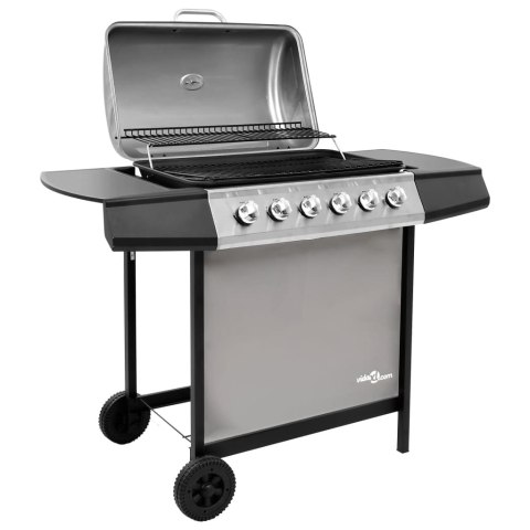 GRILL GAZOWY Z 6 PALNIKAMI CZARNO-SREBRNY