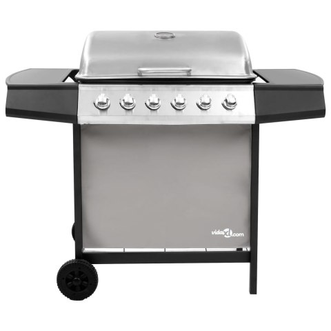 GRILL GAZOWY Z 6 PALNIKAMI CZARNO-SREBRNY