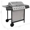 GRILL GAZOWY Z 6 PALNIKAMI CZARNO-SREBRNY