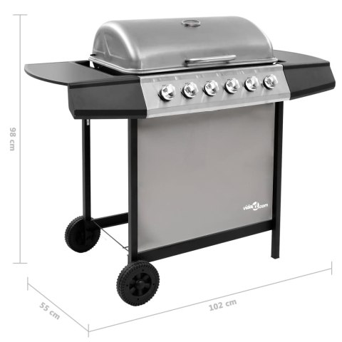 GRILL GAZOWY Z 6 PALNIKAMI CZARNO-SREBRNY