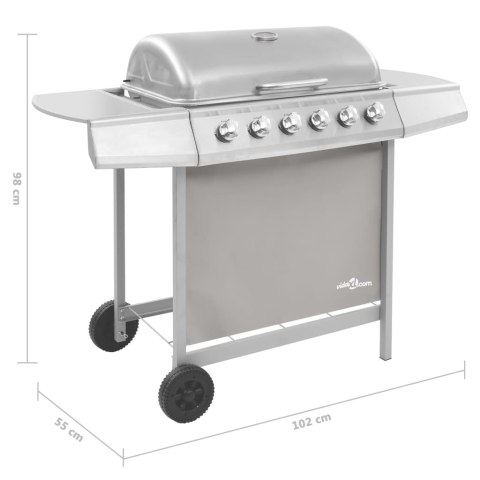 GRILL GAZOWY Z 6 PALNIKAMI SREBRNY