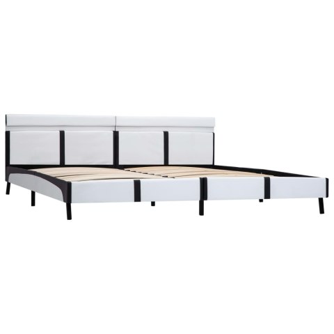 RAMA ŁÓŻKA Z LED BIAŁA SZTUCZNA SKÓRA 180X200CM