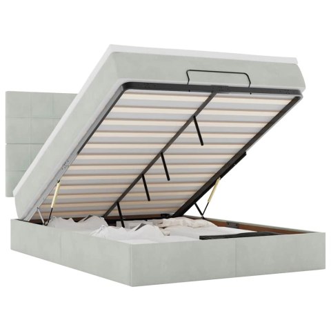 RAMA ŁÓŻKA OTOMANA Z MATERACAMI SZARA 140X200CM AKSAMIT