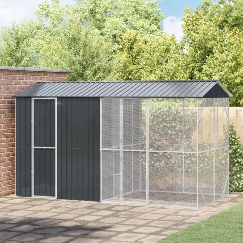 WOLIERA PTASZARNIA KLATKA DLA PTAKÓW Z ROZSZERZENIEM 210X442X247CM STAL