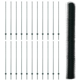 SŁUPKI PŁOTOWE 11 SZT. U-KANAŁ ZIELONY 160CM STAL PŁOT HEXAGONALNY ZIELONY 1.6X50M STAL