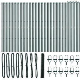 HEXAGONALNY PŁOT ZIELONY 1,4X100M STAL SŁUPKI DO PŁOTU 13 SZTUK ZIELONE Ø32MM 190CM STAL OCYNKOWANA