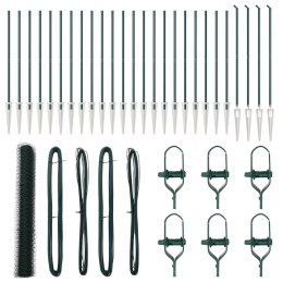 ZIELONY PŁOT HEXAGONOWY 1,2X50M STALOWY SŁUPKI DO PŁOTU Z WBITYMI KOŃCAMI 13 SZT. Ø32MM 140CM STAL OCYNKOWANA