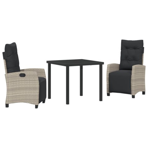 3-CZĘŚCIOWY ZESTAW DO JADALNI OGRODOWEJ JASNOSZARY POLI RATTAN