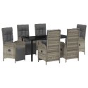 7-CZĘŚCIOWY ZESTAW DO JADALNI OGRODOWEJ Z PODUSZKAMI W SZARYM POLIRATTANIE