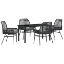 ZESTAW 5-OSOBOWY DO JADALNI OGRODOWEJ Z PODUSZKAMI CZARNY POLIRATTAN