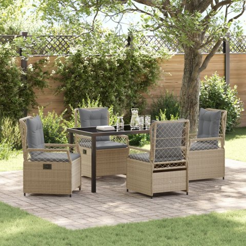 ZESTAW MEBLI DO OGRODU 5 CZĘŚCI BEŻOWY POLIRATTAN