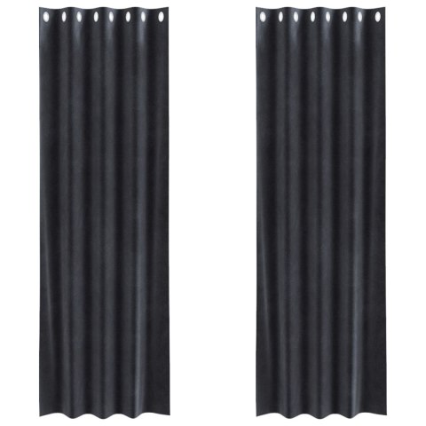 FIRANY BLACKOUT Z OCZKAMI 2 SZT. CIEMNOSZARE WELUR