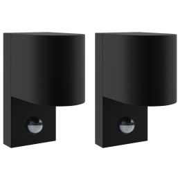 KINKIETY NA ZEWNĄTRZ Z CZUJNIKIEM 2 SZT. CZARNA STAL NIERDZEWNA IP44